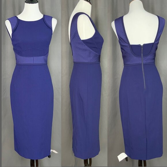 New Reiss Theodora Purple Sheath Pencil Dress Size 4 - Picture 2 of 16